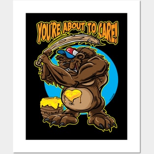 Bear with spiked baseball bat Posters and Art